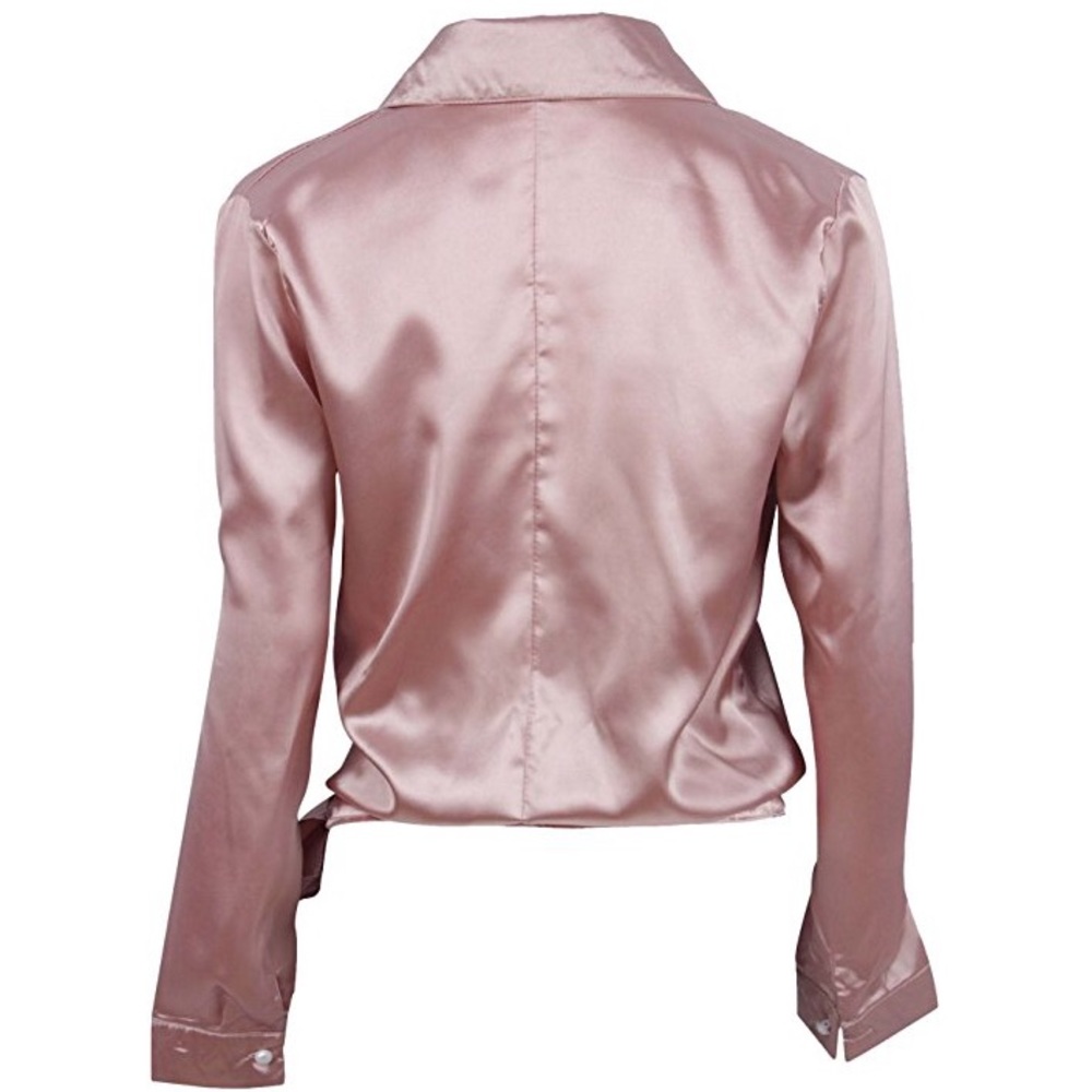 Elegant Satin Wrap Blouse - Picture 3 of 4